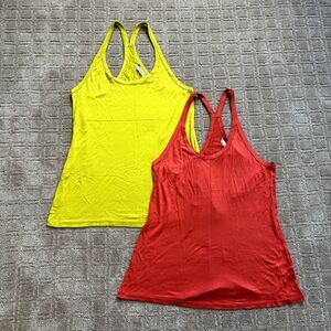 Trina Turk Racer Back Tank Top Bundle Small 100% Viscose Chartreuse Red Orange